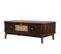 Table basse en rotin avec tiroirs et portes coulissantes, en bois massif, style vintage, bois