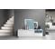 Meuble TV  Blanc Haute Brillance Avec Une Insertion En Turquoise Haute Brillance + LED