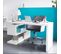 Bureau Modulable Design Blanc Laqué L140-218 Cm Max