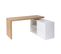 Bureau Modulable Design Blanc Brillant Et Bois Clair Frêne L160-235 Cm New Max