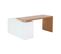 Bureau Modulable Design Blanc Brillant Et Bois Clair Frêne L160-235 Cm New Max