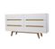 Commode Scandinave Finition Blanc Brillant Laqué 6 Tiroirs L160 Cm Melka