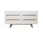 Commode Scandinave Finition Blanc Brillant Laqué 6 Tiroirs L160 Cm Melka