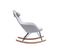 Rocking Chair Scandinave En Tissu Gris, Métal Noir Et Bois Clair Jhene