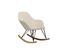 Rocking Chair En Tissu Beige Crème, Bois Clair Et Métal Noir Jhene