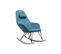 Rocking Chair Scandinave En Tissu Bleu Canard, Métal Noir Et Bois Clair Jhene