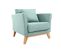 Fauteuil Scandinave Déhoussable En Tissu Vert Lagon Et Bois Clair Oslo