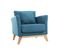 Fauteuil Scandinave Déhoussable En Tissu Bleu Canard Et Bois Clair Oslo