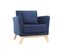 Fauteuil Scandinave Déhoussable En Tissu Bleu Foncé Et Bois Clair Oslo