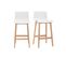 Tabourets De Bar Design Bois Et Blanc H65 Cm (lot De 2) New Surf