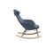 Rocking Chair En Tissu Effet Velours Bleu, Métal Noir Et Bois Clair Jhene