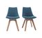 Chaises Scandinaves En Tissu Bleu Canard Et Bois Clair (lot De 2) Matilde