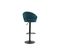 Tabouret De Bar Design Réglable Et Pivotant En Tissu Velours Gaufré Bleu Canard Izaac