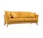 Canapé Scandinave Déhoussable 3 Places En Tissu Effet Velours Jaune Moutarde Et Bois Clair Oslo