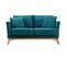 Canapé Scandinave Déhoussable 2 Places En Tissu Velours Bleu Pétrole Et Bois Clair Oslo