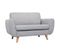 Canapé Scandinave 2 Places En Tissu Gris Et Bois Clair Pure