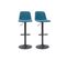 Tabourets De Bar Réglables En Tissu Et Métal Bleu Canard (lot De 2) Saury