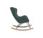 Rocking Chair Design En Tissu Velours Côtelé Vert, Métal Noir Et Bois Clair Eskua