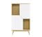 Buffet Haut Scandinave Bois Clair Et Blanc 2 Portes L70 Cm Talia