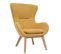 Fauteuil Scandinave En Tissu Effet Velours Jaune Moutarde Et Bois Eskua