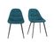 Chaises Design En Tissu Velours Bleu Pétrole Et Métal Noir (lot De 2) Cox