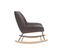 Rocking Chair Design En Tissu Effet Velours Gris Foncé, Métal Noir Et Bois Clair Billie