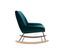 Rocking Chair Design En Tissu Velours Bleu Pétrole, Métal Noir Et Bois Clair Billie