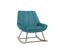 Rocking Chair Design En Tissu Velours Bleu Pétrole, Métal Noir Et Bois Clair Billie