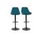 Tabourets De Bar Design Réglables Velours Bleu Pétrole (lot De 2) Holo