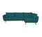 Canapé D'angle Droit Scandinave 5 Places En Tissu Bleu Paon Et Bois Clair Creep