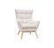 Fauteuil Scandinave En Tissu Effet Velours Texturé Naturel Et Bois Clair Brody