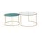 Tables Basses Gigognes Rondes Design Métal Doré Et Verre Teinté Bleu Pétrole (lot De 2) Roxo