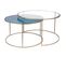 Tables Basses Gigognes Rondes Design Métal Doré Et Verre Teinté Bleu Pétrole (lot De 2) Roxo