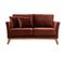 Canapé Scandinave Déhoussable 2 Places En Tissu Velours Rouge Tomette Et Bois Clair Oslo