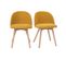 Chaises Scandinaves En Tissu Effet Velours Jaune Moutarde Et Bois Clair Massif (lot De 2) Celeste