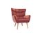 Fauteuil Scandinave En Tissu Velours Rouge Tomette Et Bois Clair Avery