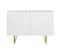 Buffet Design Gravé Blanc Mat Et Métal Doré 2 Portes L107 Cm Ozen