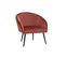 Fauteuil Design En Tissu Velours Rouge Tomette Et Métal Noir Olivia