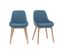 Chaises Scandinaves En Tissu Bleu Canard Et Bois Clair Massif (lot De 2) Holo