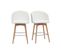 Tabourets De Bar Design Blanc Et Bois Clair H68 Cm (lot De 2) Vanity