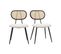 Chaises En Tissu Effet Laine Bouclée Blanc Cassé, Métal Noir, Cannage Rotin Naturel (lot De 2) Tolma