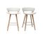 Tabourets De Bar Design Blanc Et Bois Clair H65 Cm (lot De 2) Syrah