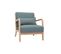 Fauteuil Scandinave En Tissu Vert De Gris Et Bois Clair Massif Derry