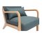 Fauteuil Scandinave En Tissu Vert De Gris Et Bois Clair Massif Derry