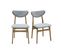 Chaises En Tissu Effet Velours Texturé Gris Chiné Et Bois Clair Chêne Massif (lot De 2) Maya