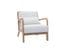 Fauteuil Scandinave En Tissu Effet Laine Bouclée Blanc Et Bois Clair Massif Derry