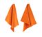 Lot De 2 Torchons De Cuisine 50x50 Cm Nid D'abeille Pure Kitchen Waffle Orange