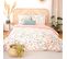 Parure De Lit 260x240 Cm Satin De Coton Feuillage Rose 3 Pièces