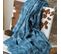 Plaid 145x170 Cm Delft En Laine Bleu Paon