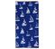 Drap De Plage 75x150 Cm Pur Coton Collection Sail Boat Motifs Bateaux Bleu